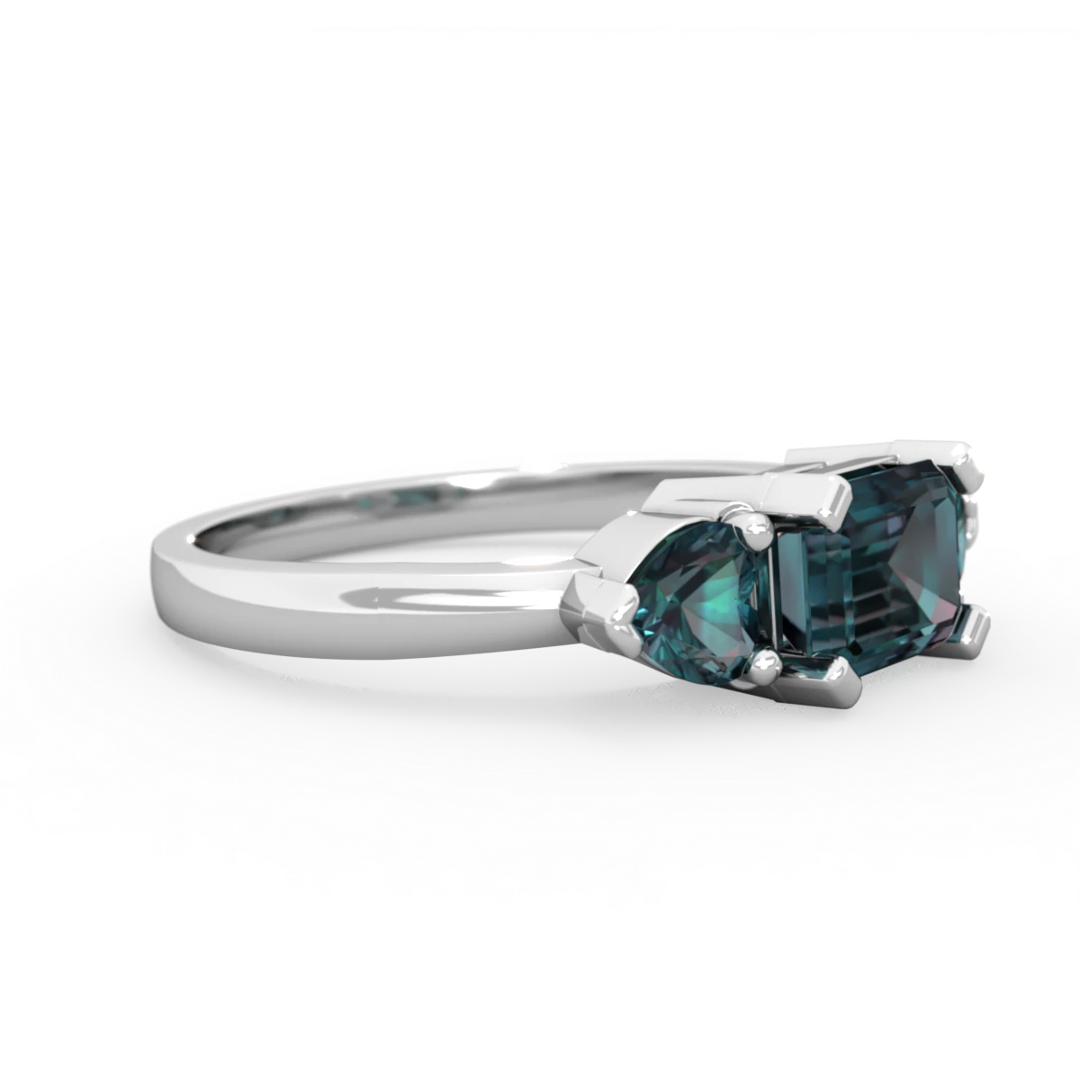 Alexandrite Three Stone 14K White Gold ring R5235