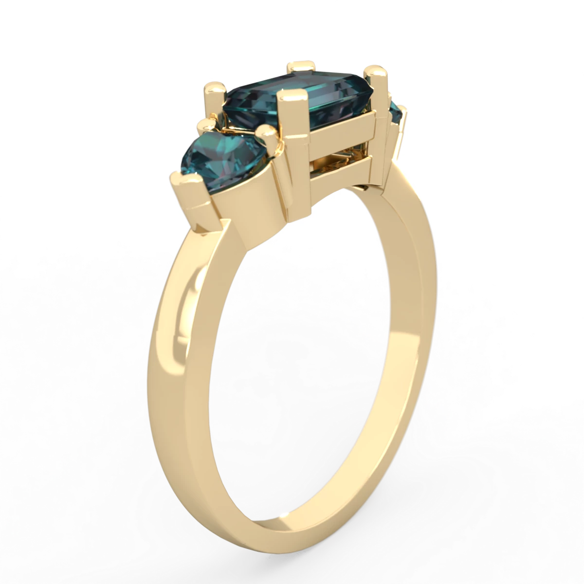 Alexandrite Three Stone 14K Yellow Gold ring R5235