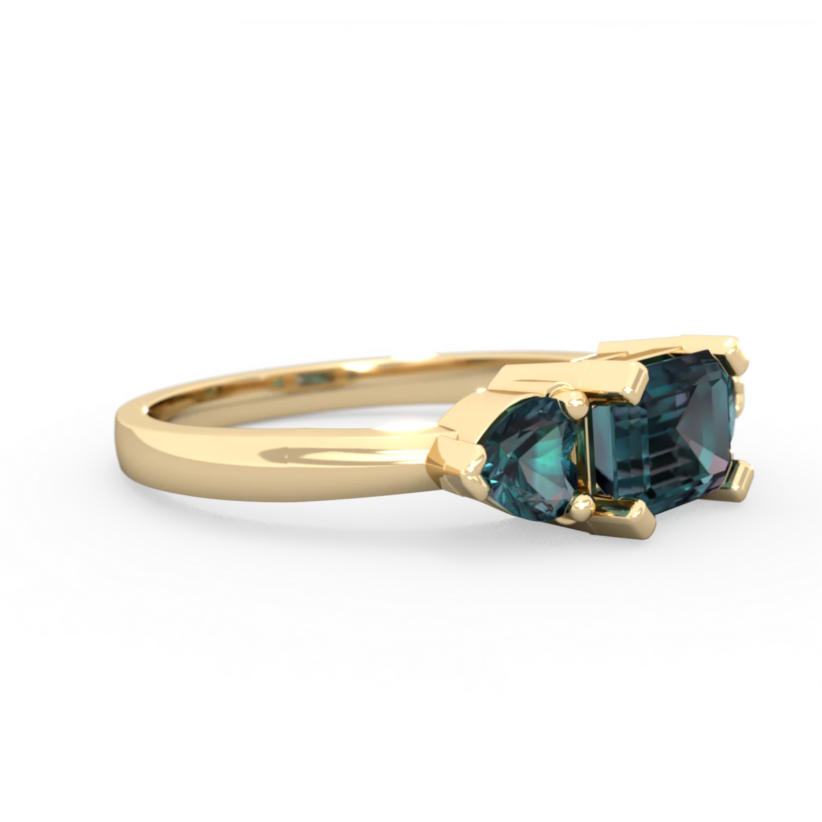 Alexandrite Three Stone 14K Yellow Gold ring R5235