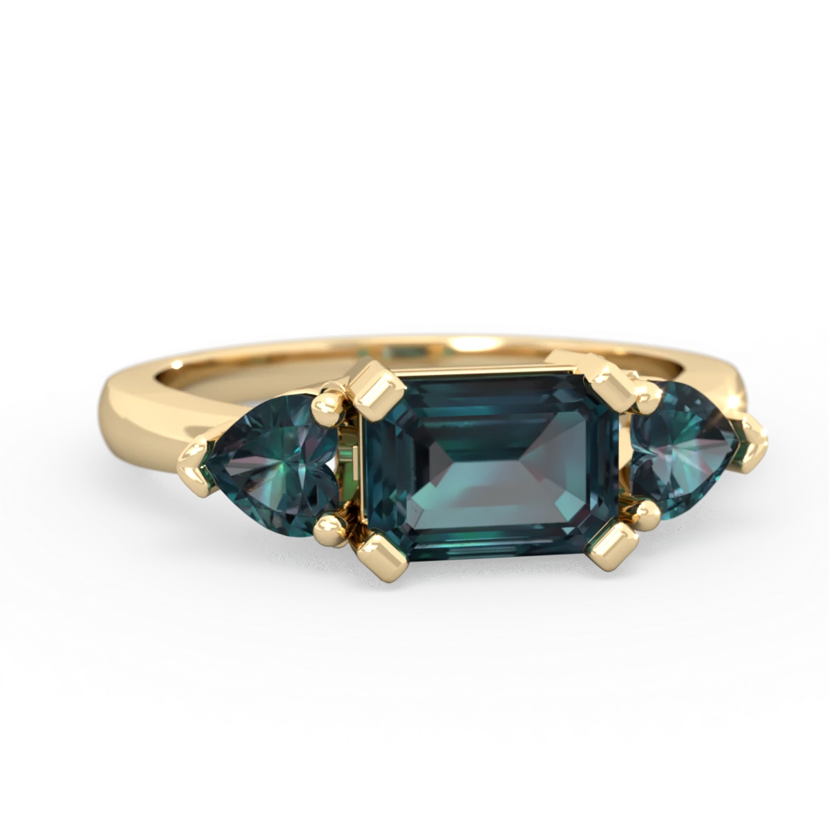 Alexandrite Three Stone 14K Yellow Gold ring R5235