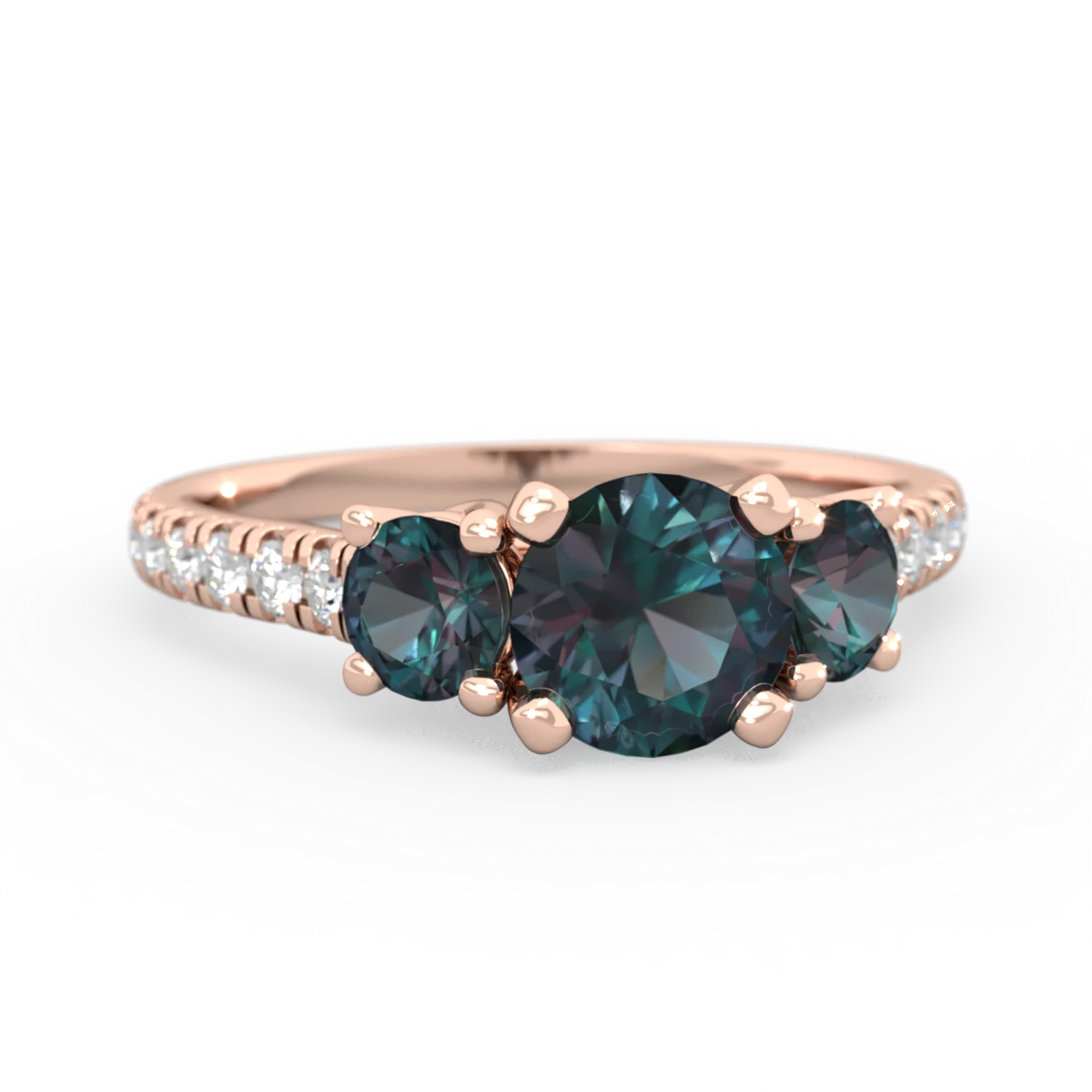 Alexandrite Pave Trellis 14K Rose Gold ring R5500