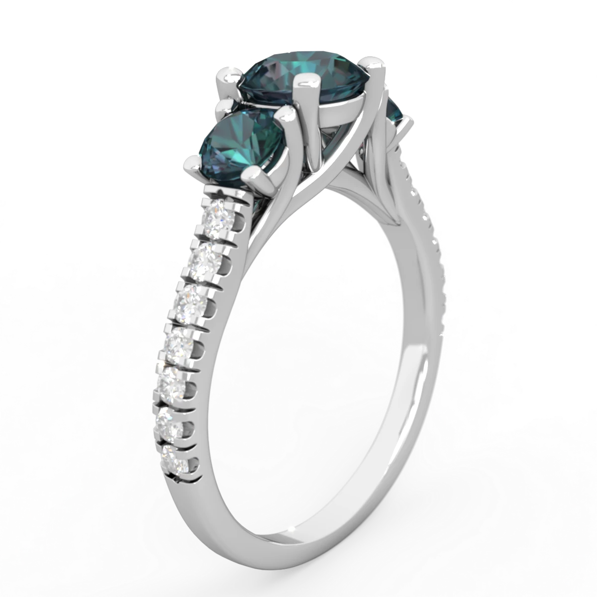 Alexandrite Pave Trellis 14K White Gold ring R5500