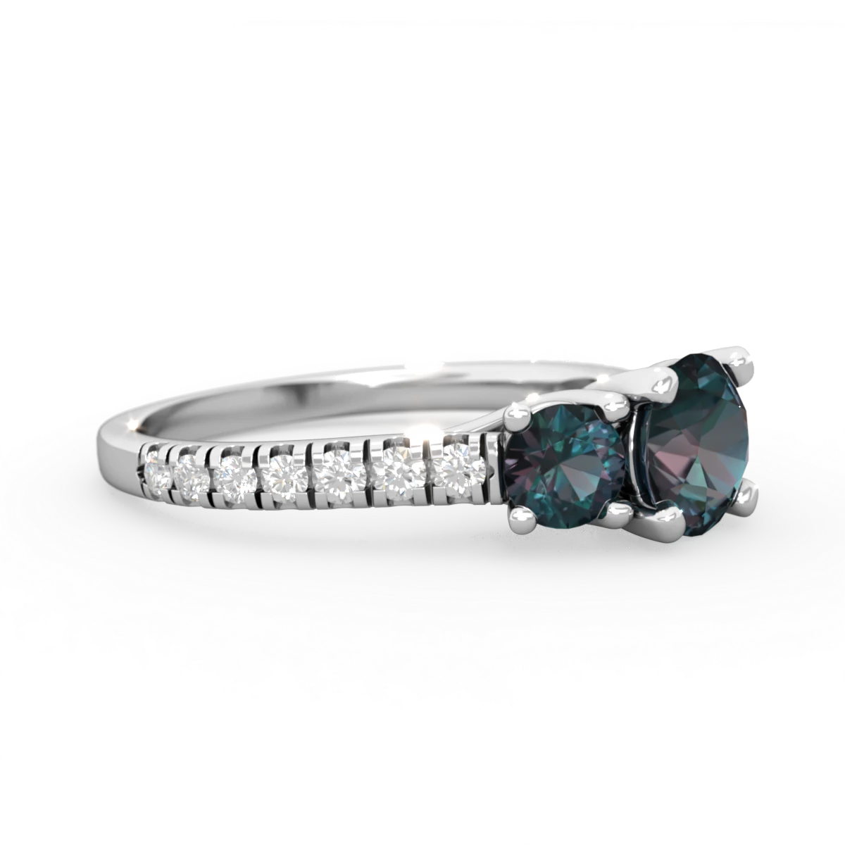 Alexandrite Pave Trellis 14K White Gold ring R5500