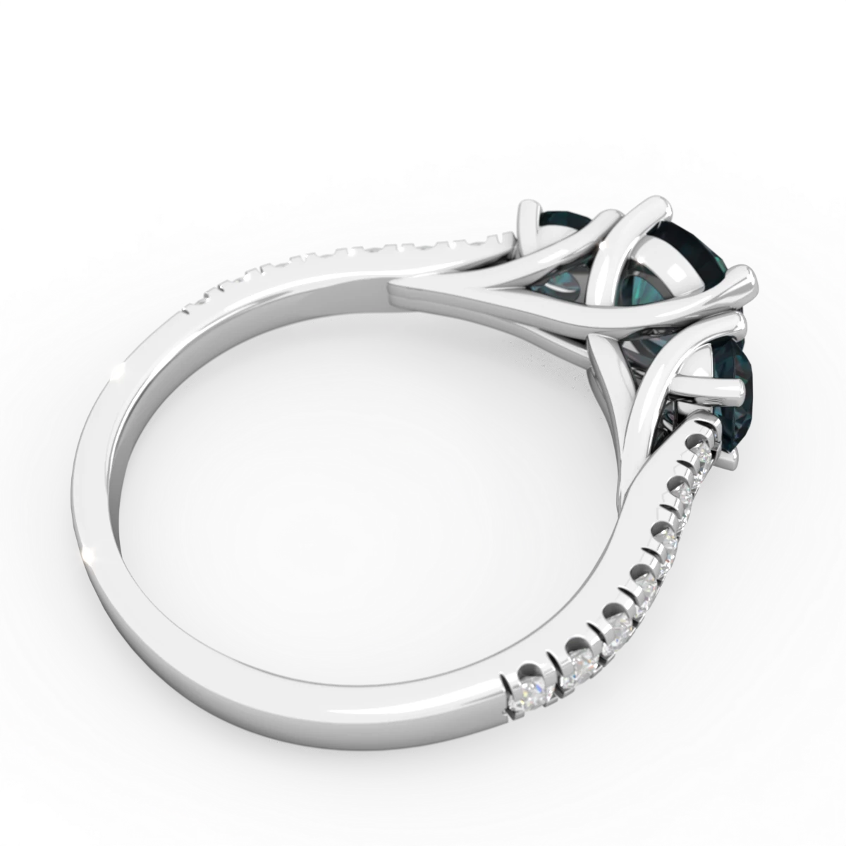 Alexandrite Pave Trellis 14K White Gold ring R5500