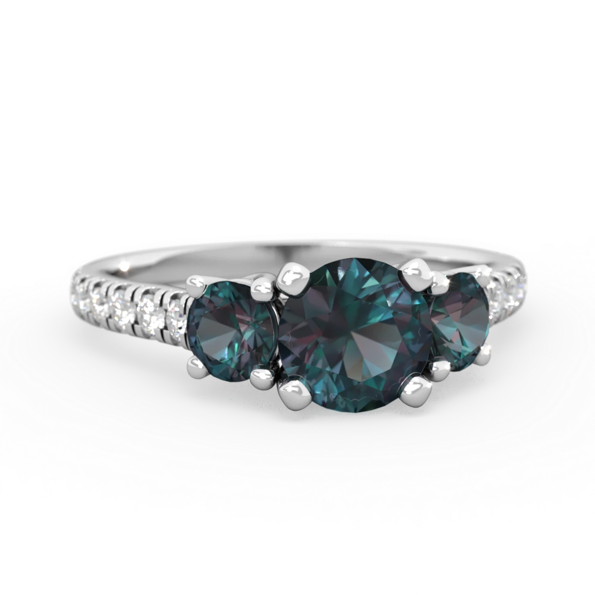 Alexandrite Pave Trellis 14K White Gold ring R5500