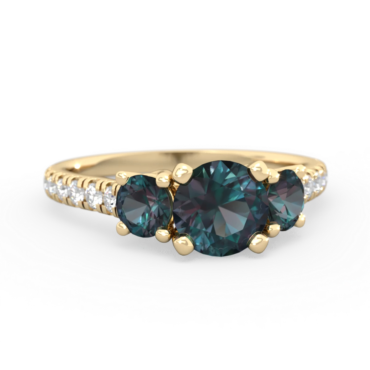 Alexandrite Pave Trellis 14K Yellow Gold ring R5500
