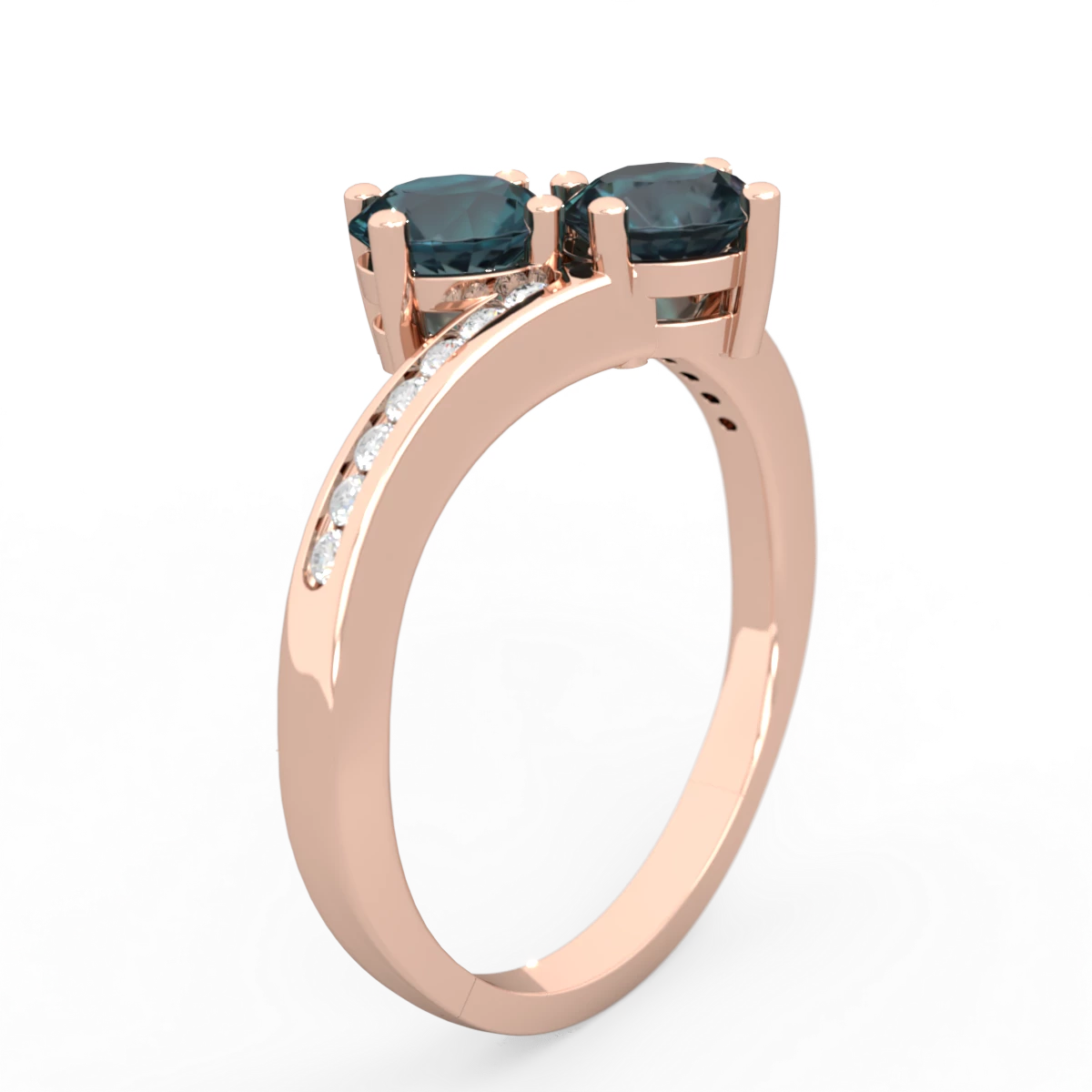 Alexandrite Channel Set Two Stone 14K Rose Gold ring R5303
