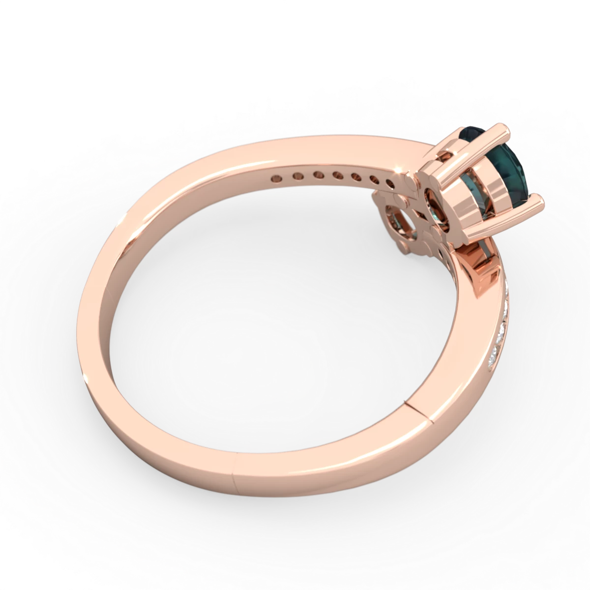 Alexandrite Channel Set Two Stone 14K Rose Gold ring R5303