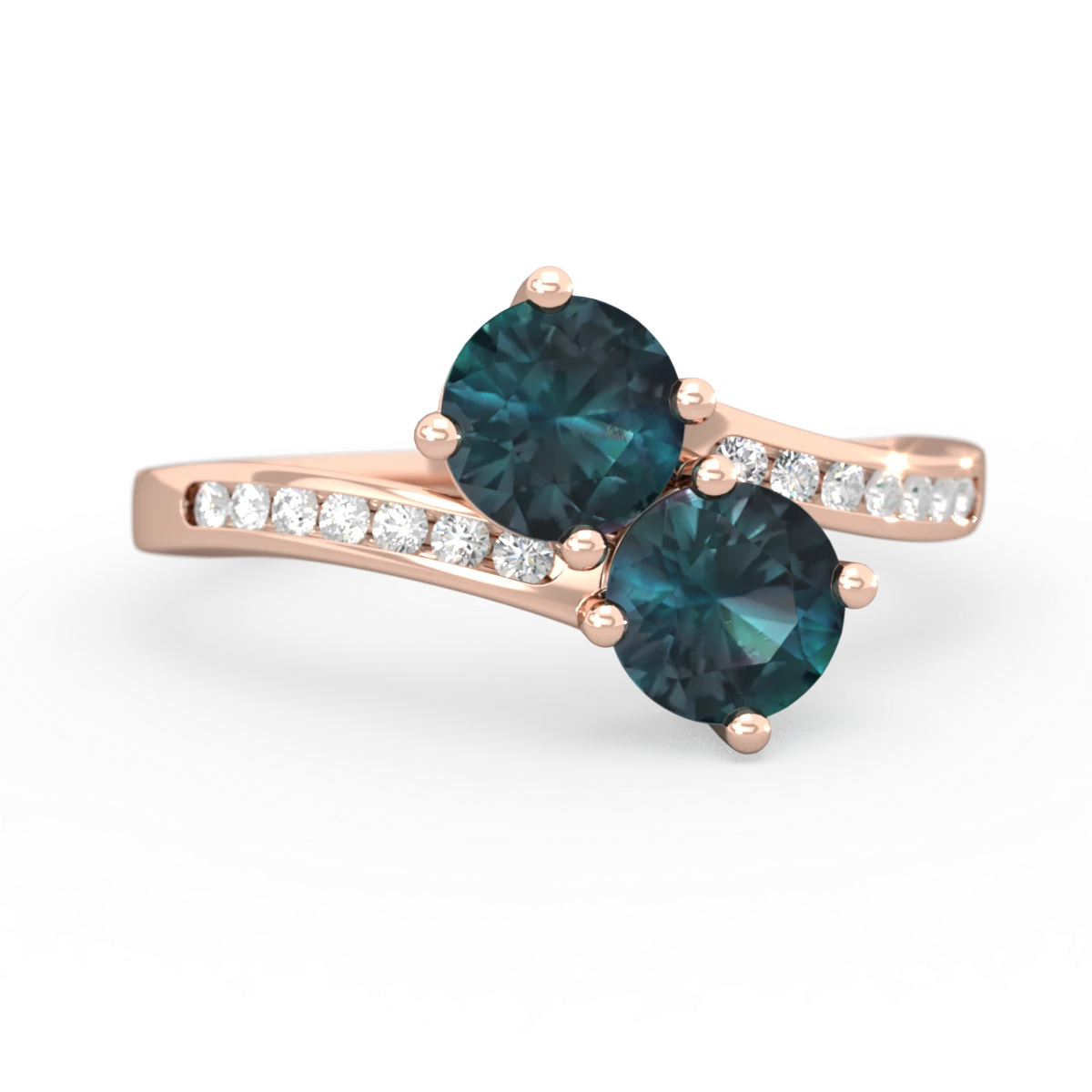 Alexandrite Channel Set Two Stone 14K Rose Gold ring R5303
