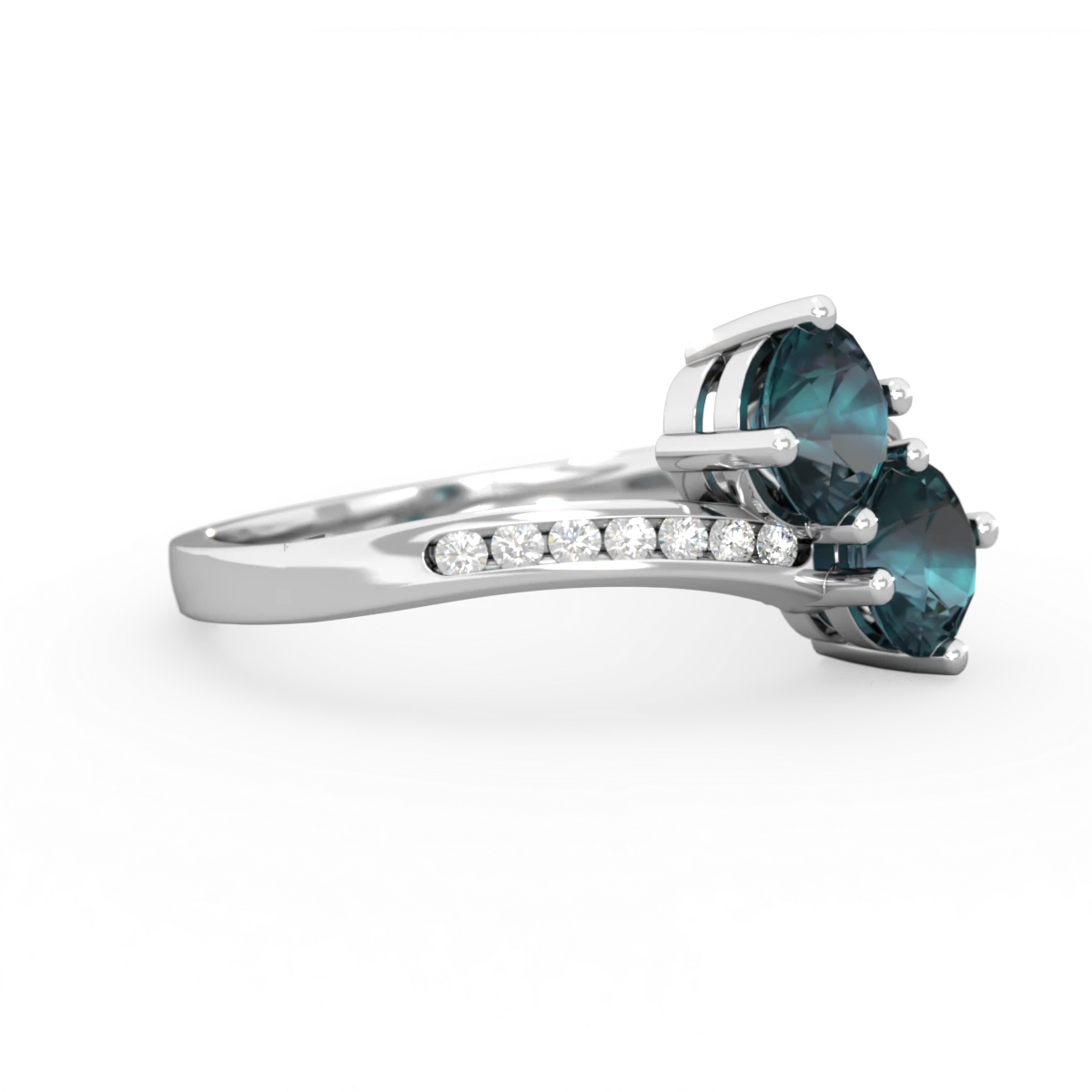 Alexandrite Channel Set Two Stone 14K White Gold ring R5303