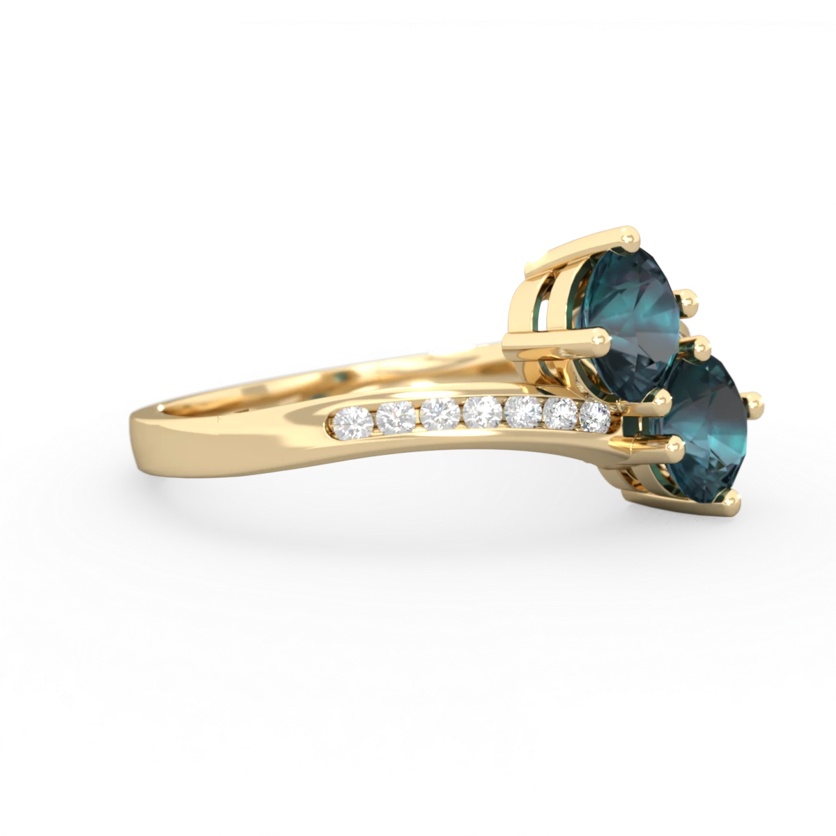 Alexandrite Channel Set Two Stone 14K Yellow Gold ring R5303