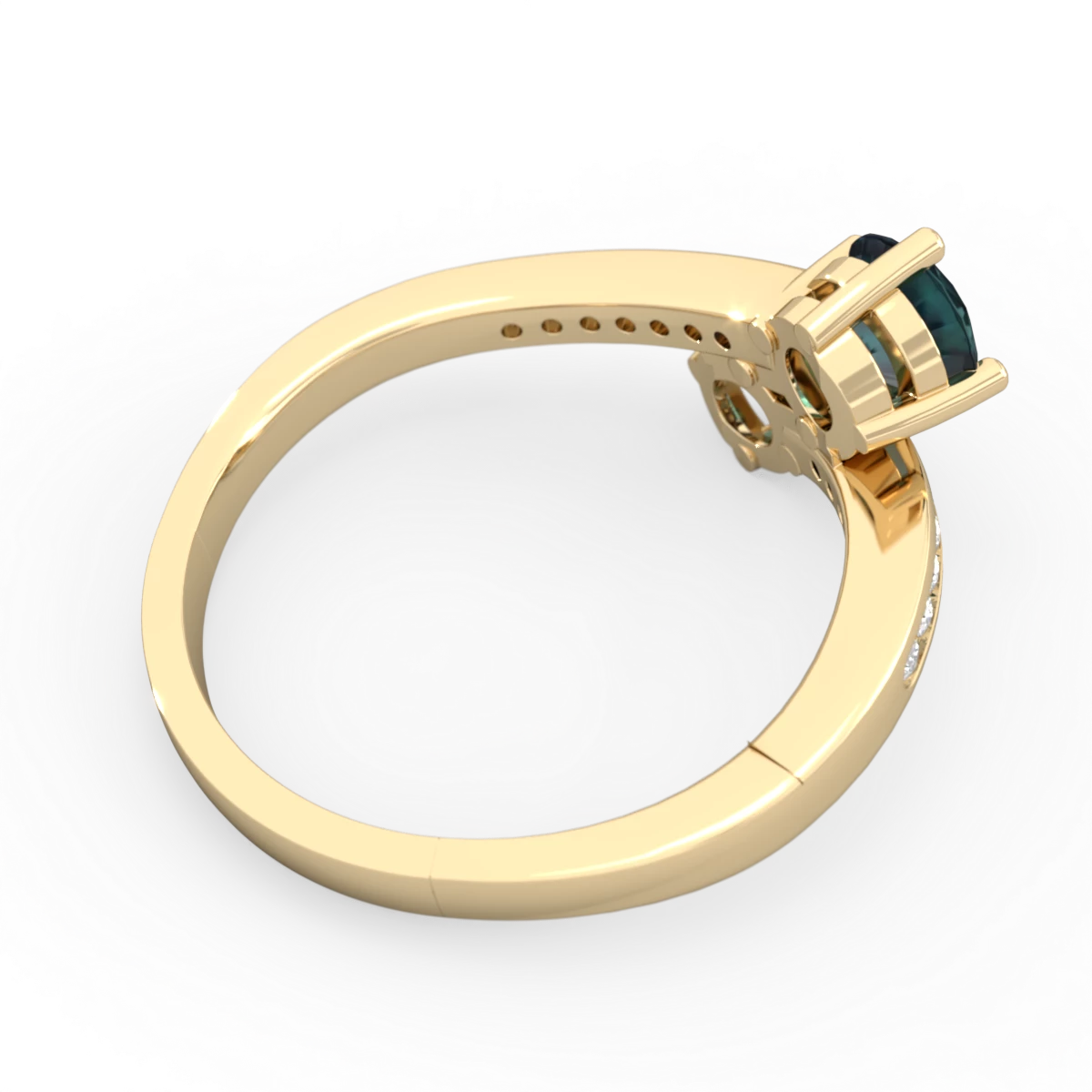 Alexandrite Channel Set Two Stone 14K Yellow Gold ring R5303