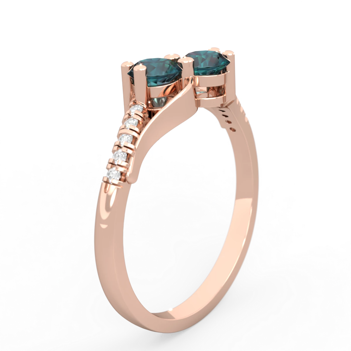 Alexandrite Infinity Pave Two Stone 14K Rose Gold ring R5285