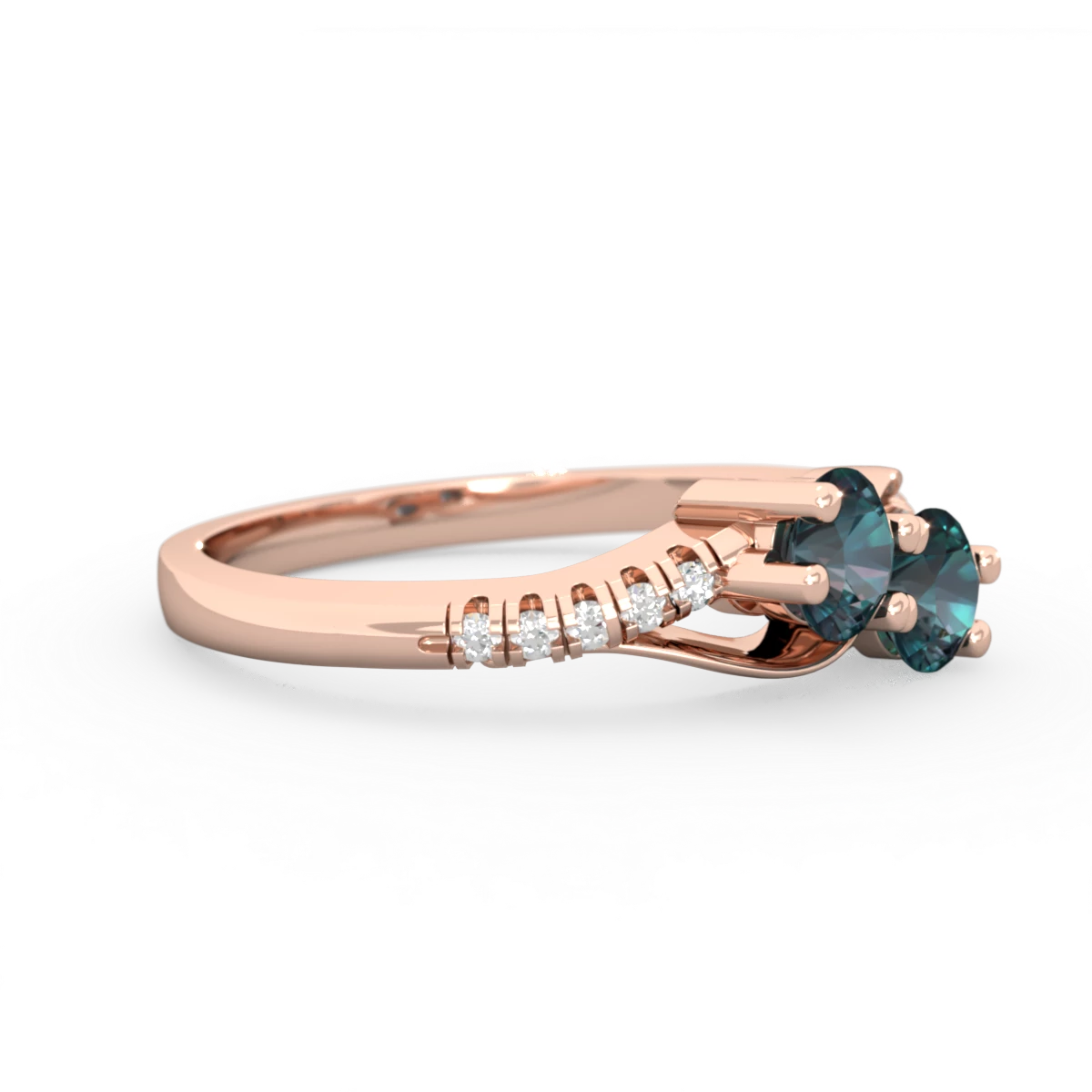 Alexandrite Infinity Pave Two Stone 14K Rose Gold ring R5285