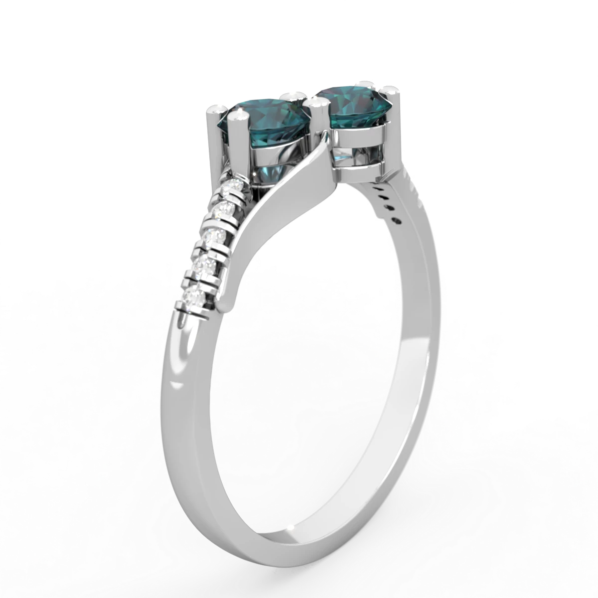 Alexandrite Infinity Pave Two Stone 14K White Gold ring R5285