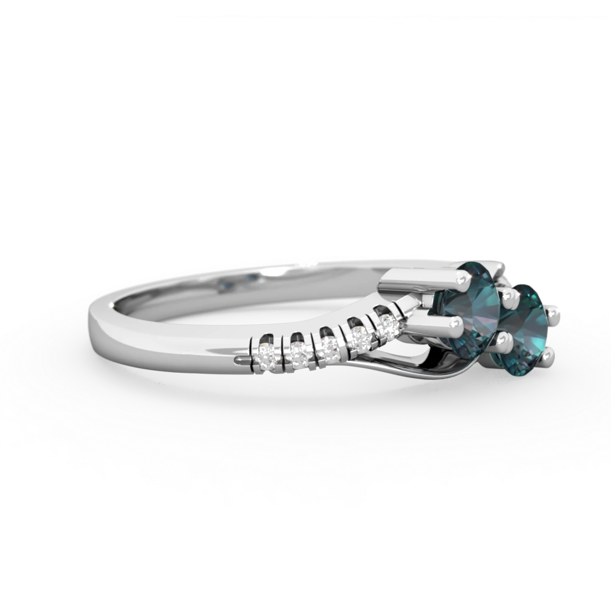 Alexandrite Infinity Pave Two Stone 14K White Gold ring R5285