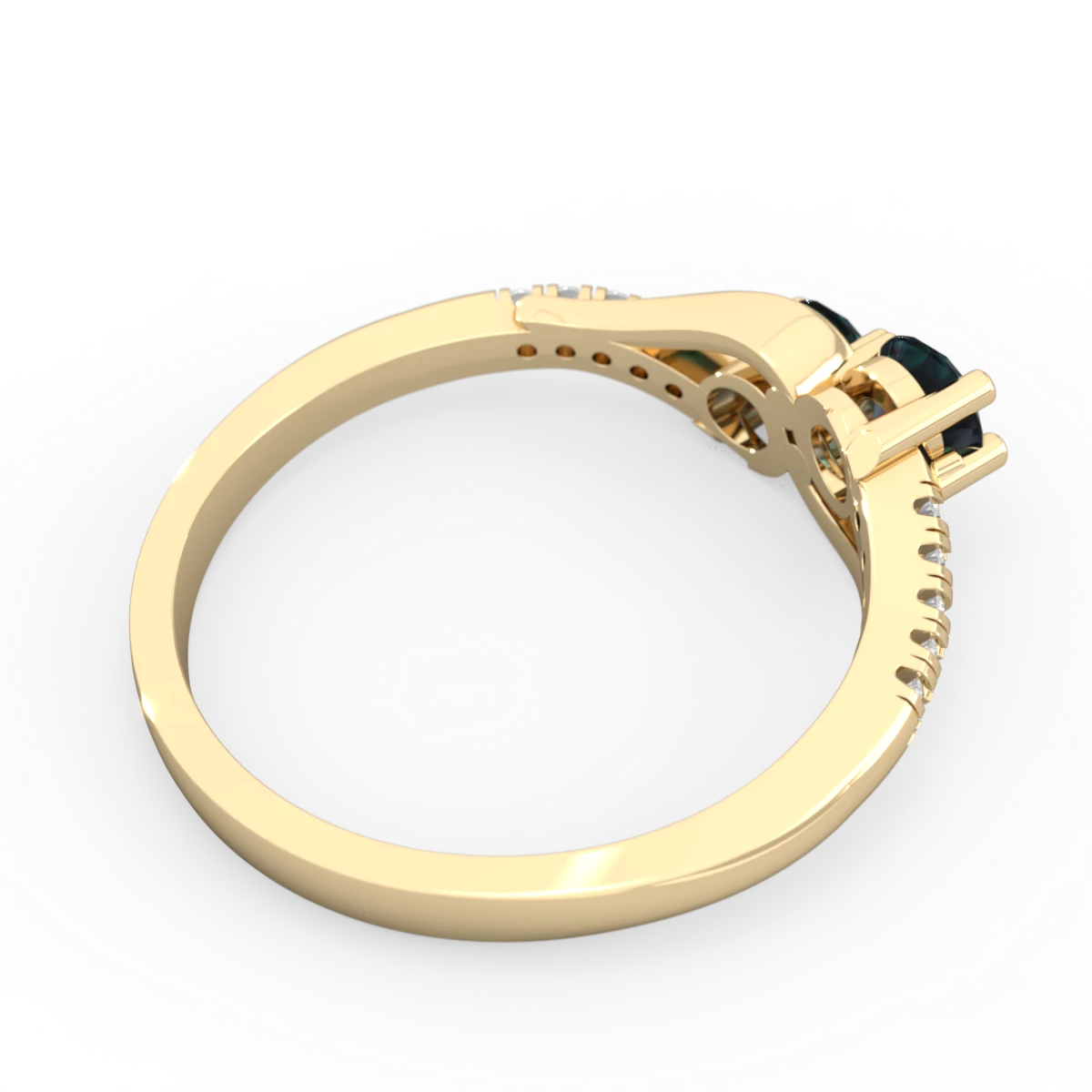 Alexandrite Infinity Pave Two Stone 14K Yellow Gold ring R5285