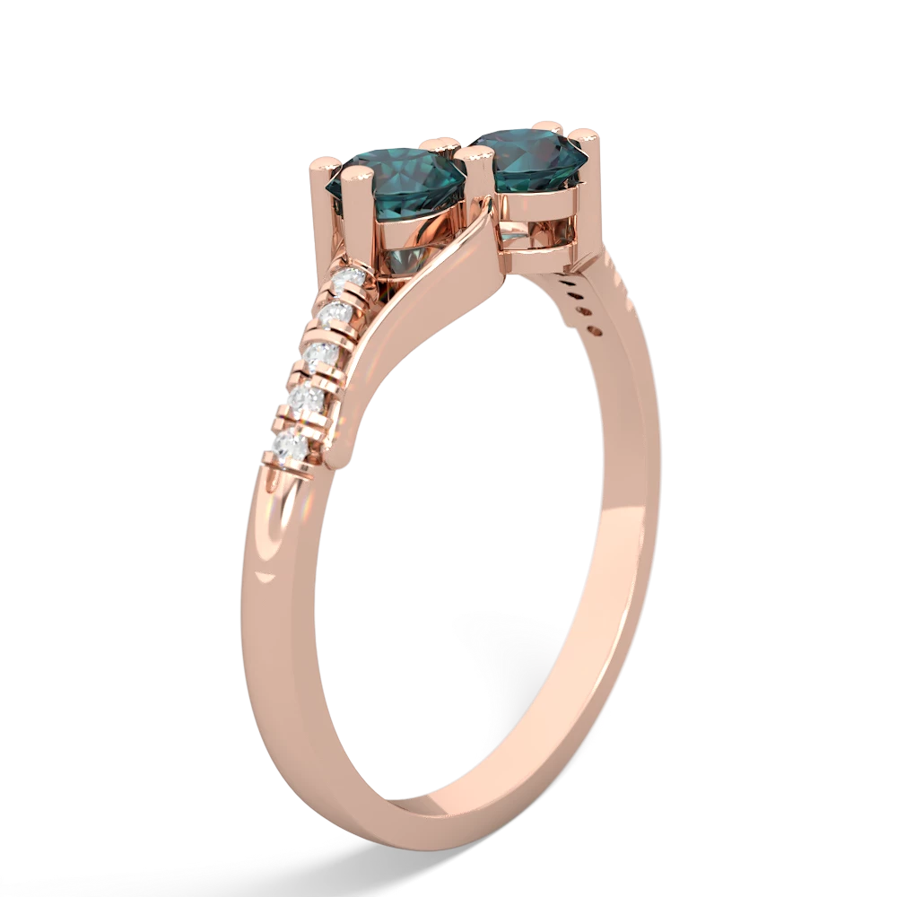 Alexandrite Infinity Pave Two Stone 14K Rose Gold ring R5285