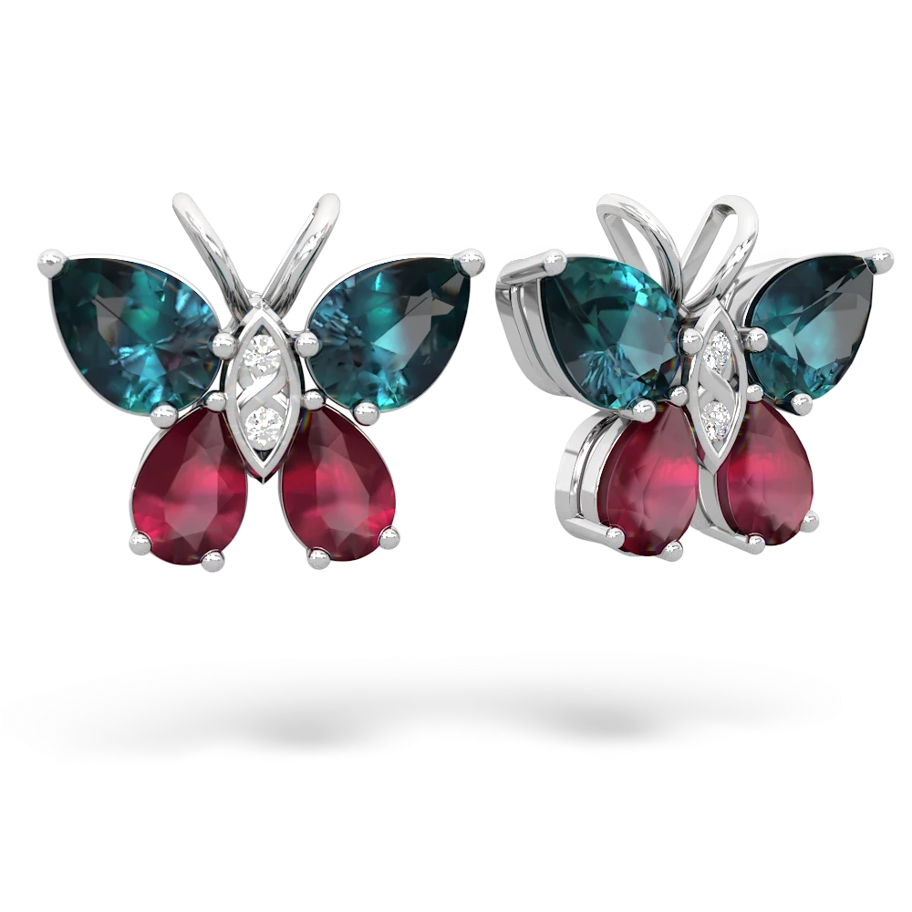 Alexandrite Butterfly 14K White Gold earrings E2215