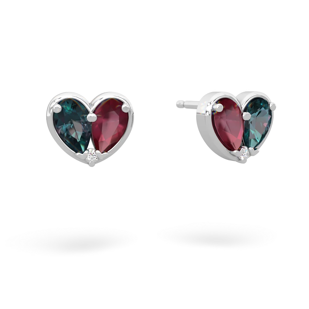 Alexandrite 'Our Heart' 14K White Gold earrings E5072