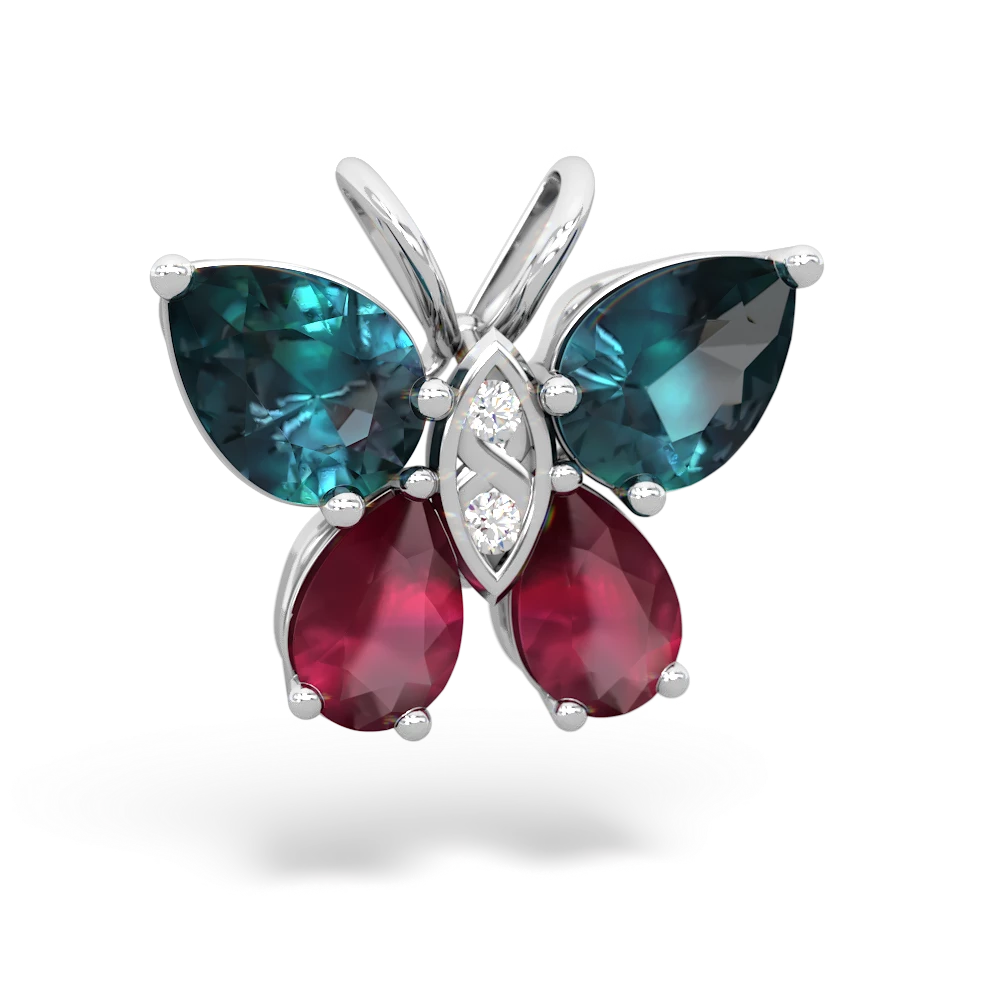 alexandrite ruby butterfly pendant 2215p white gold