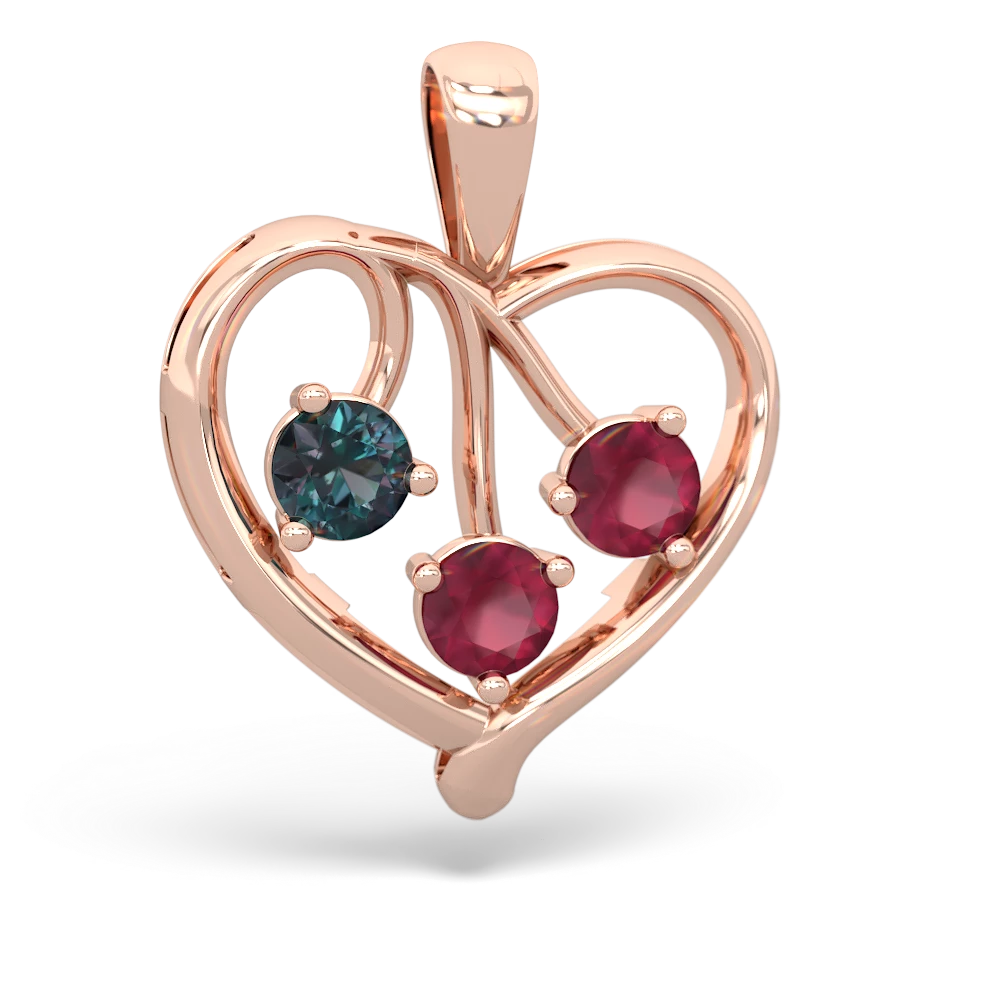 Alexandrite Glowing Heart 14K Rose Gold pendant P2233