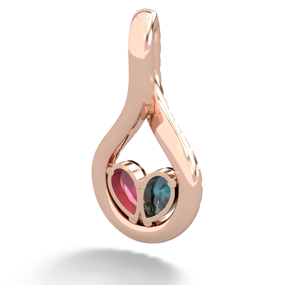 Alexandrite Pave Twist 'One Heart' 14K Rose Gold pendant P5360