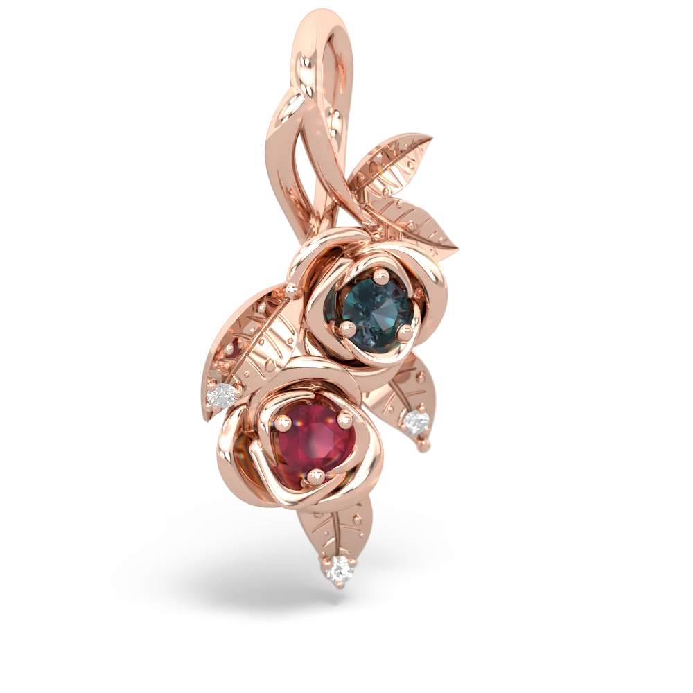 Alexandrite Rose Vine 14K Rose Gold pendant P5680