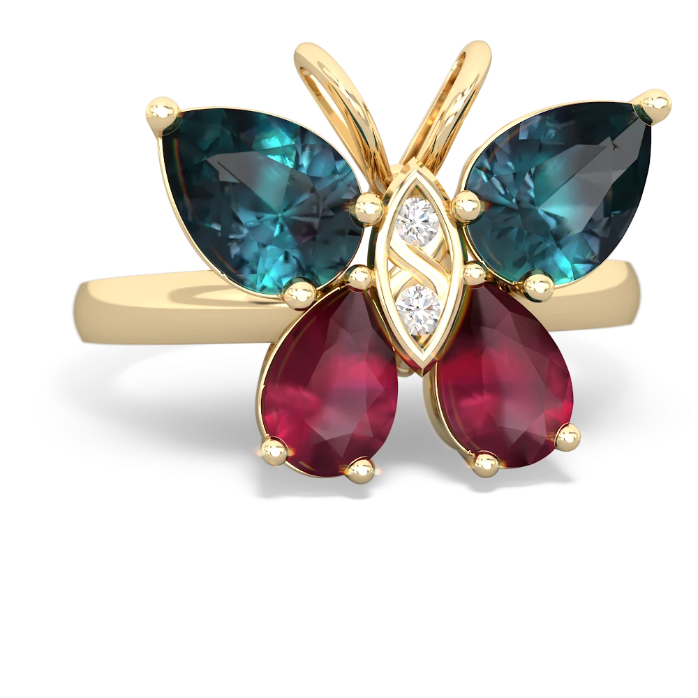 Alexandrite Butterfly 14K Yellow Gold ring R2215