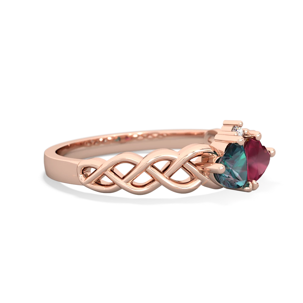 Alexandrite Heart To Heart Braid 14K Rose Gold ring R5870