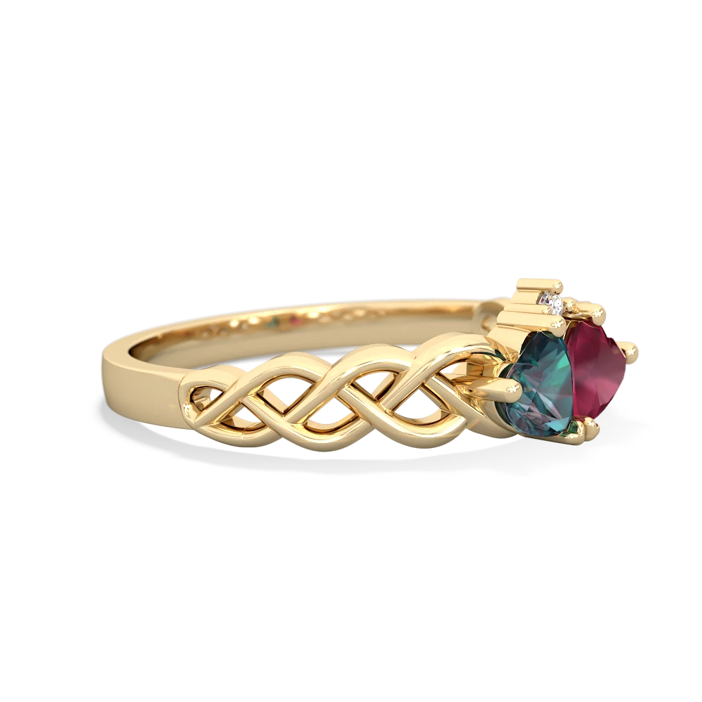 Alexandrite Heart To Heart Braid 14K Yellow Gold ring R5870