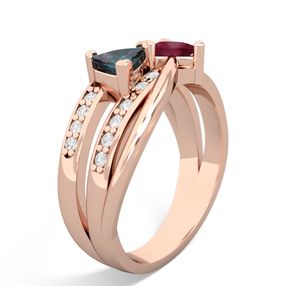 Alexandrite Bowtie 14K Rose Gold ring R2360