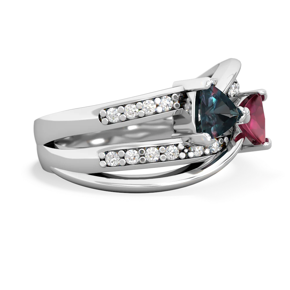 Alexandrite Bowtie 14K White Gold ring R2360