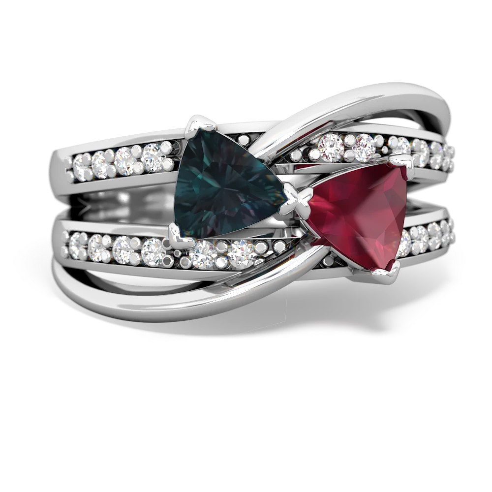 Alexandrite Bowtie 14K White Gold ring R2360