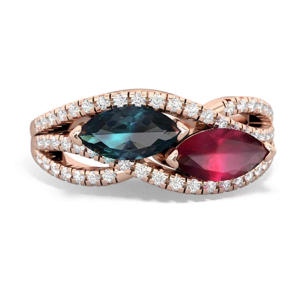 Alexandrite Diamond Rivers 14K Rose Gold ring R3070