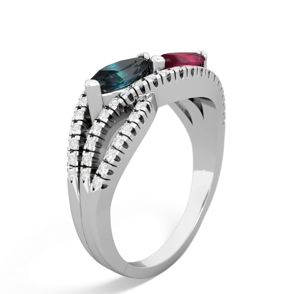 Alexandrite Diamond Rivers 14K White Gold ring R3070