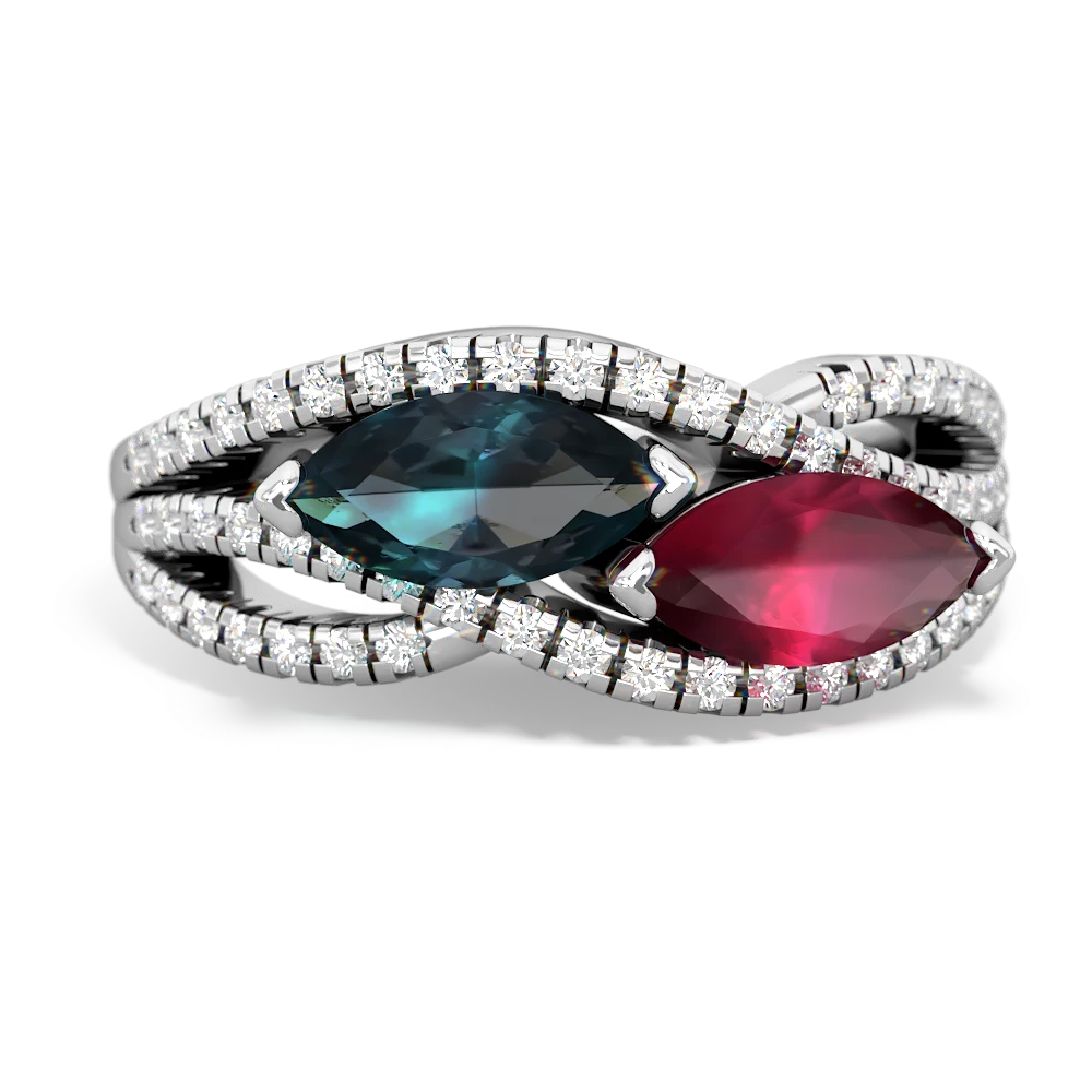 Alexandrite Diamond Rivers 14K White Gold ring R3070