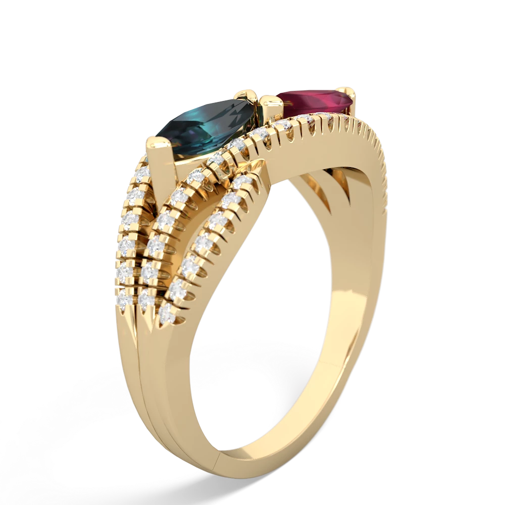 Alexandrite Diamond Rivers 14K Yellow Gold ring R3070