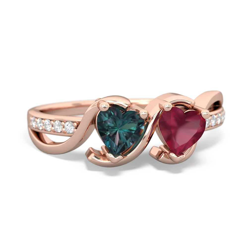 Alexandrite Side By Side 14K Rose Gold ring R3090