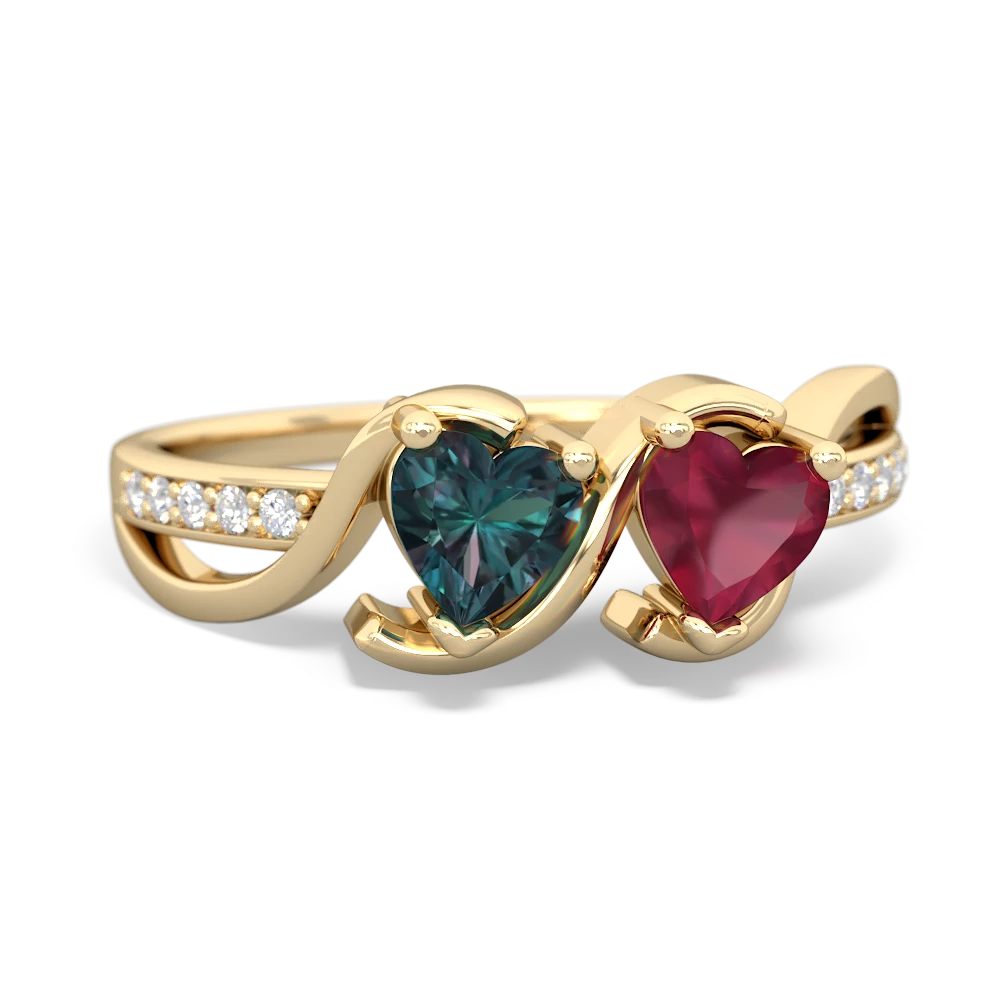 Alexandrite Side By Side 14K Yellow Gold ring R3090