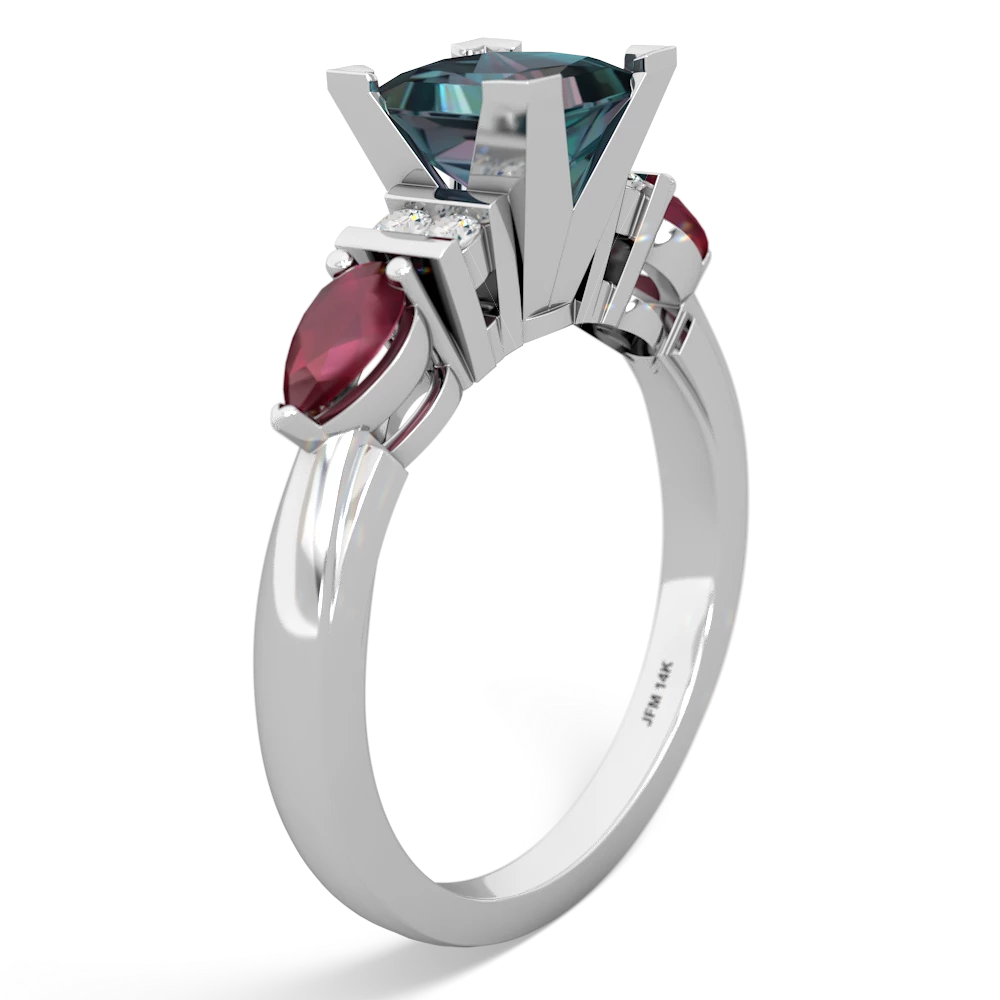 Alexandrite 6Mm Princess Eternal Embrace Engagement 14K White Gold ring C2002
