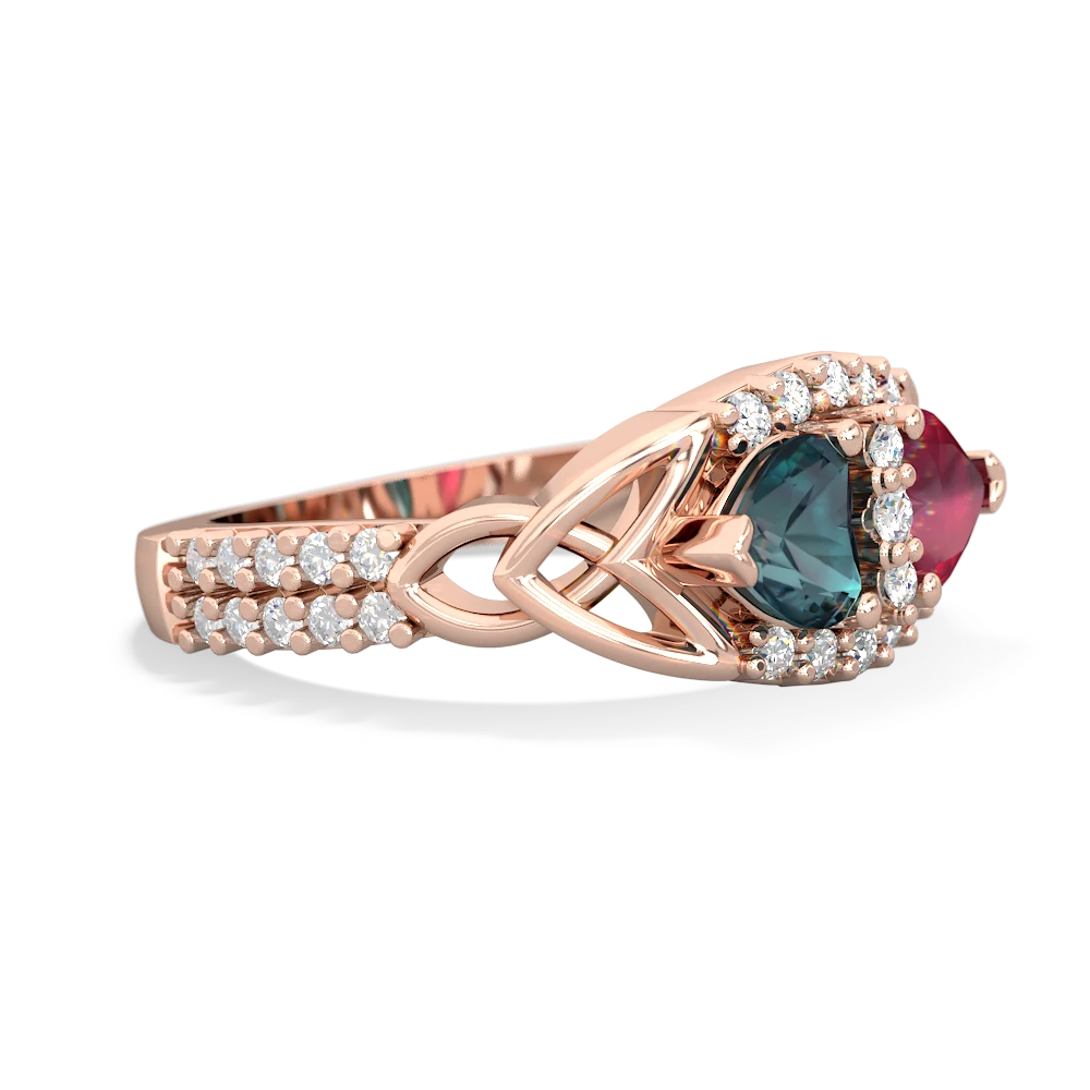 Alexandrite Sparkling Celtic Knot 14K Rose Gold ring R2645