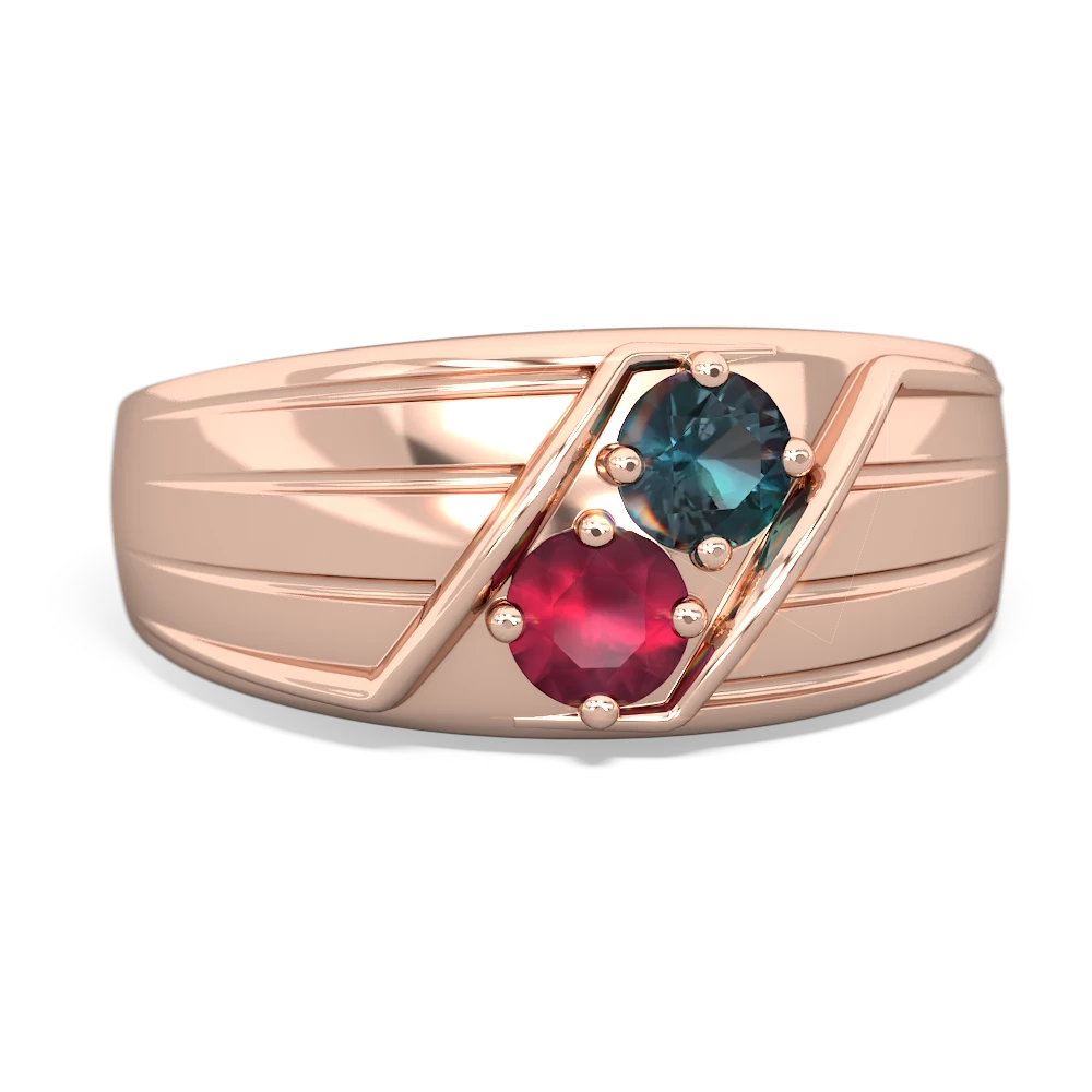 Alexandrite Men's Streamline 14K Rose Gold ring R0460