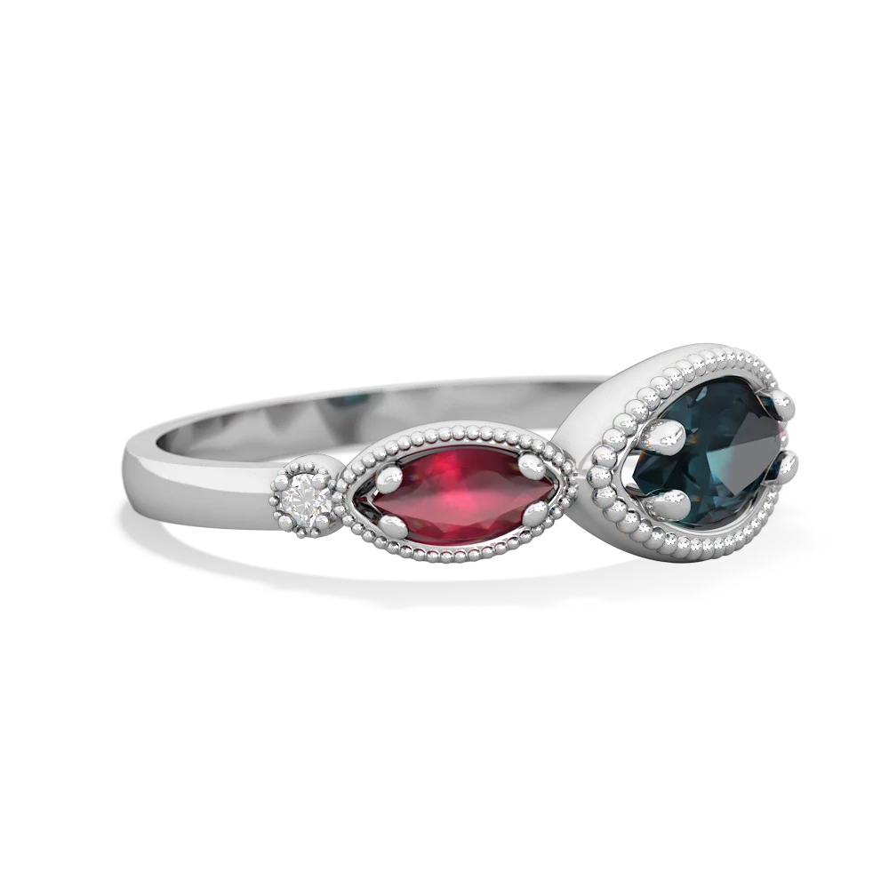 Alexandrite Milgrain Marquise 14K White Gold ring R5700