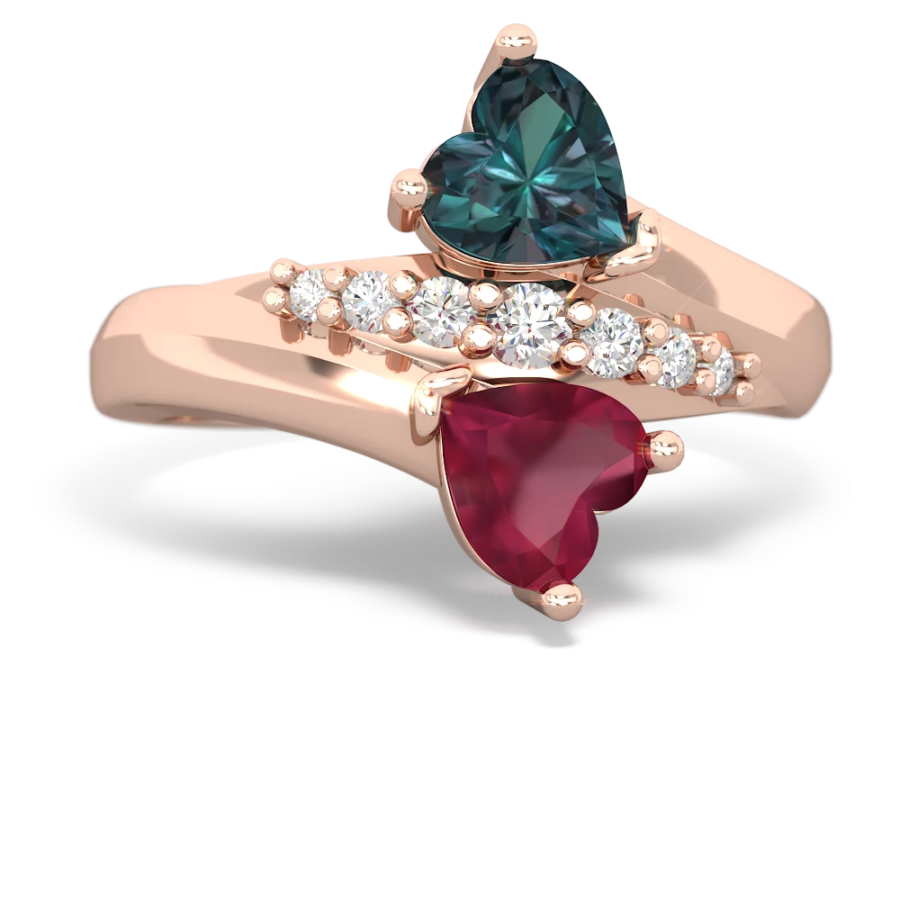 Alexandrite Heart To Heart 14K Rose Gold ring R2064