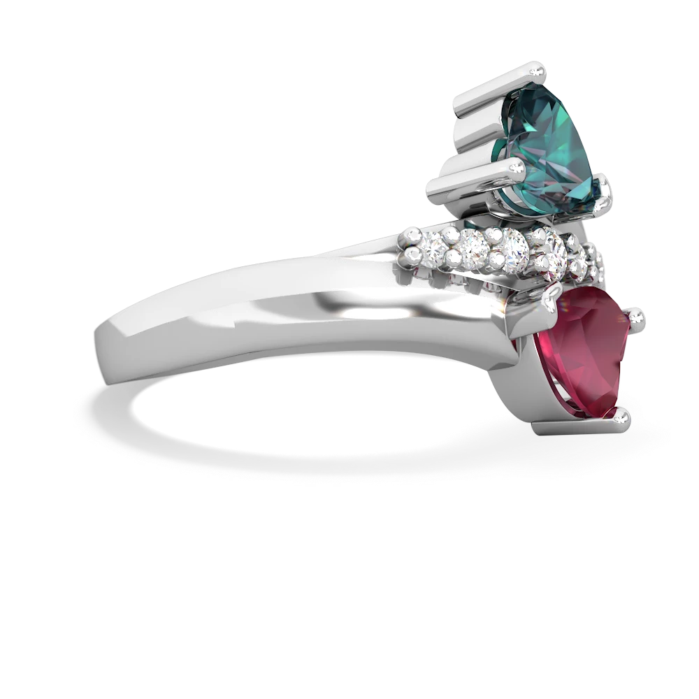 Alexandrite Heart To Heart 14K White Gold ring R2064