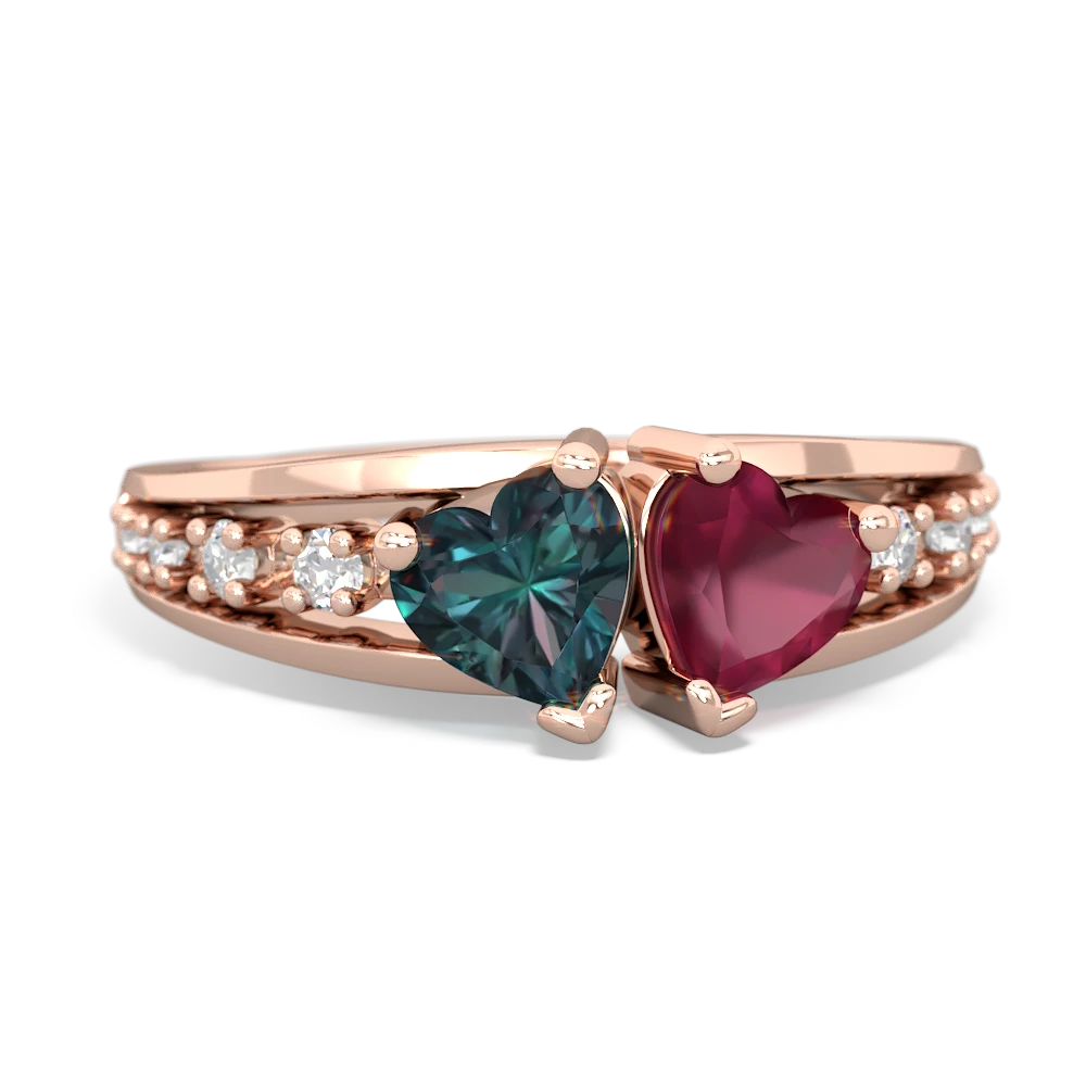 Alexandrite Heart To Heart 14K Rose Gold ring R3342