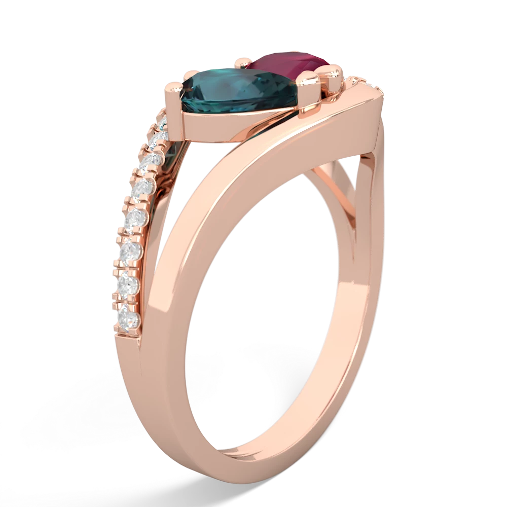 Alexandrite Nestled Heart Keepsake 14K Rose Gold ring R5650