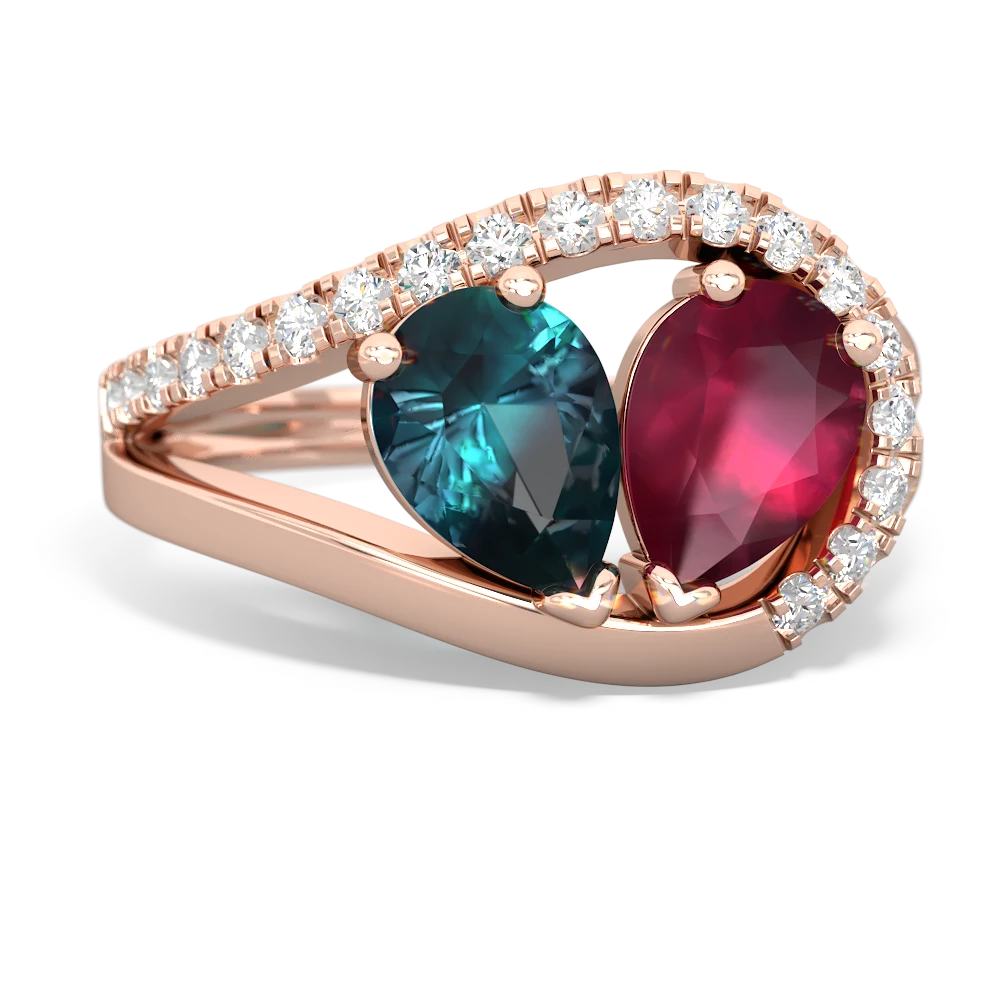 Alexandrite Nestled Heart Keepsake 14K Rose Gold ring R5650