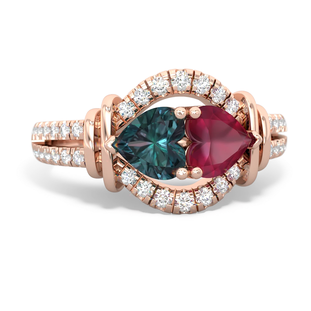 Alexandrite Art-Deco Keepsake 14K Rose Gold ring R5630